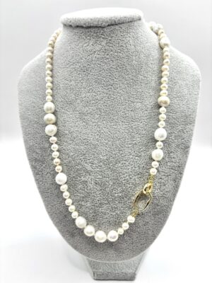 Ręcznie wykonany naszyjnik z naturalnych pereł słodkowodnych