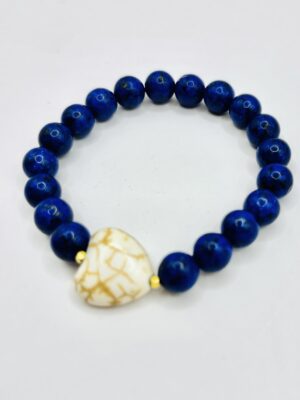Bransoletka z naturalnego lapisu lazuli z sercem