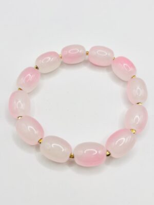 Bransoletka z kamieni szklanych w odcieniu mlecznego różu